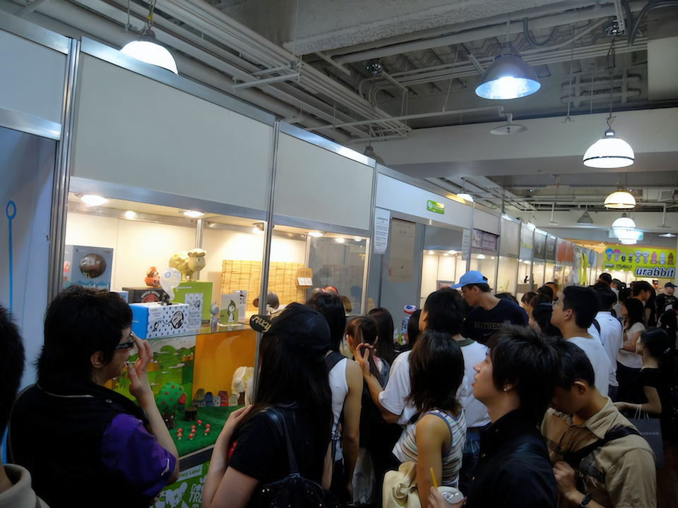 Designer vinyl toys of the Seamour Sheep comic characters on display at the Taipei Toy Fair 2008