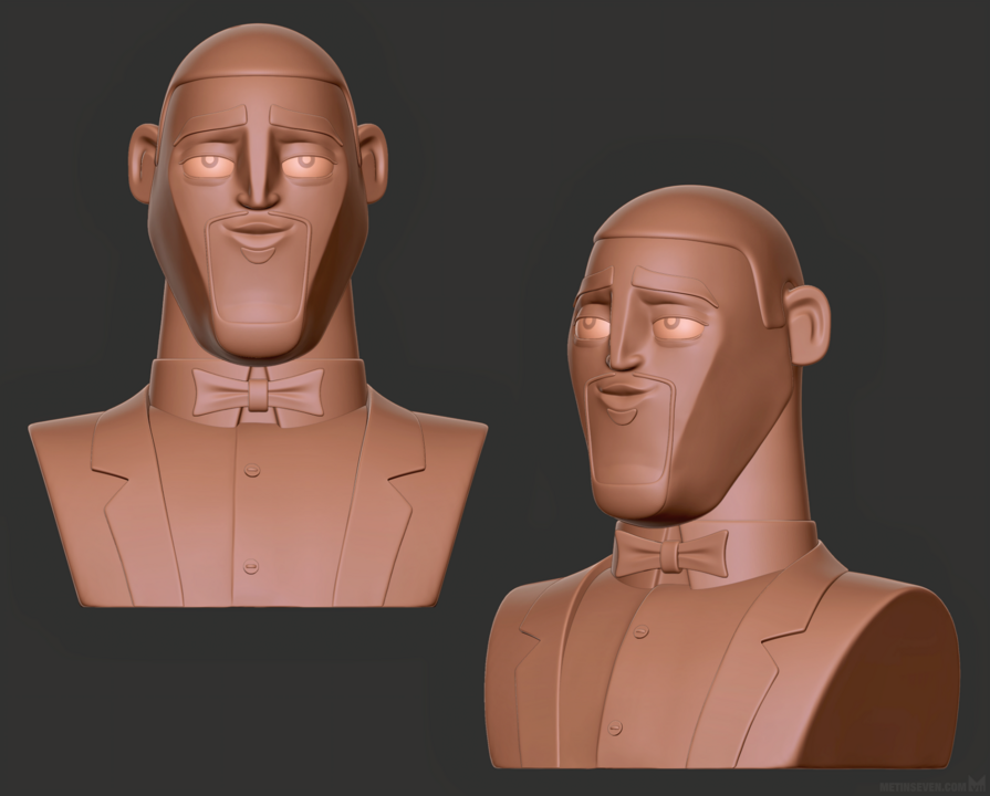 Character bust sculpture, made in 2018 using ZBrush for a promotional toy campaign surrounding the Spies in Disguise animation release